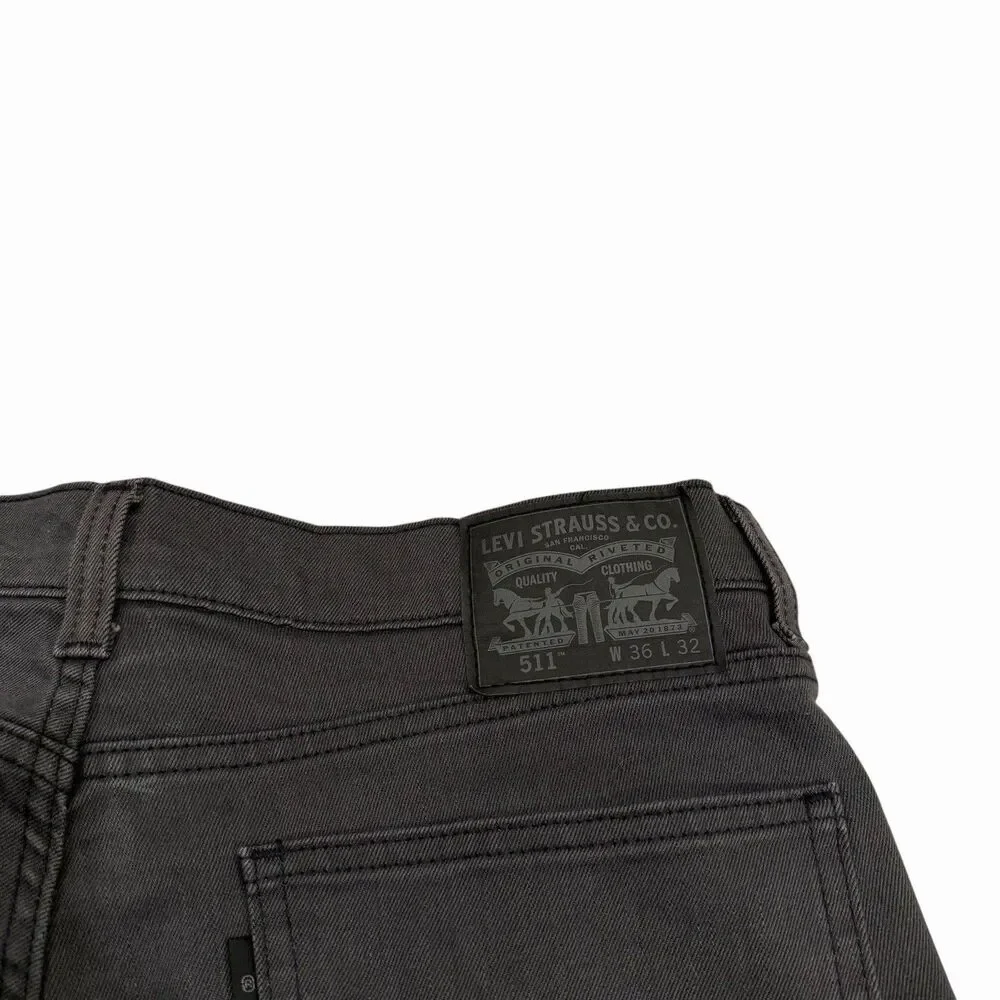 Levis‎ 511 Slim Fit Jeans Gray Denim Mens 36x32 Gray Straight Leg Stretch Pants